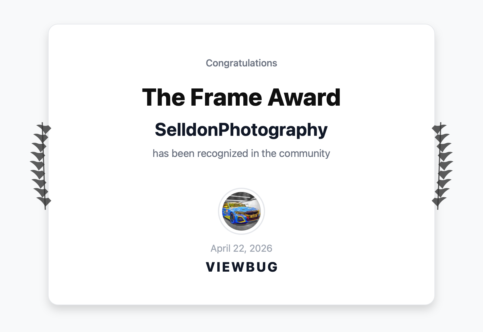 ViewBug “The Frame Award” Badge (2026)