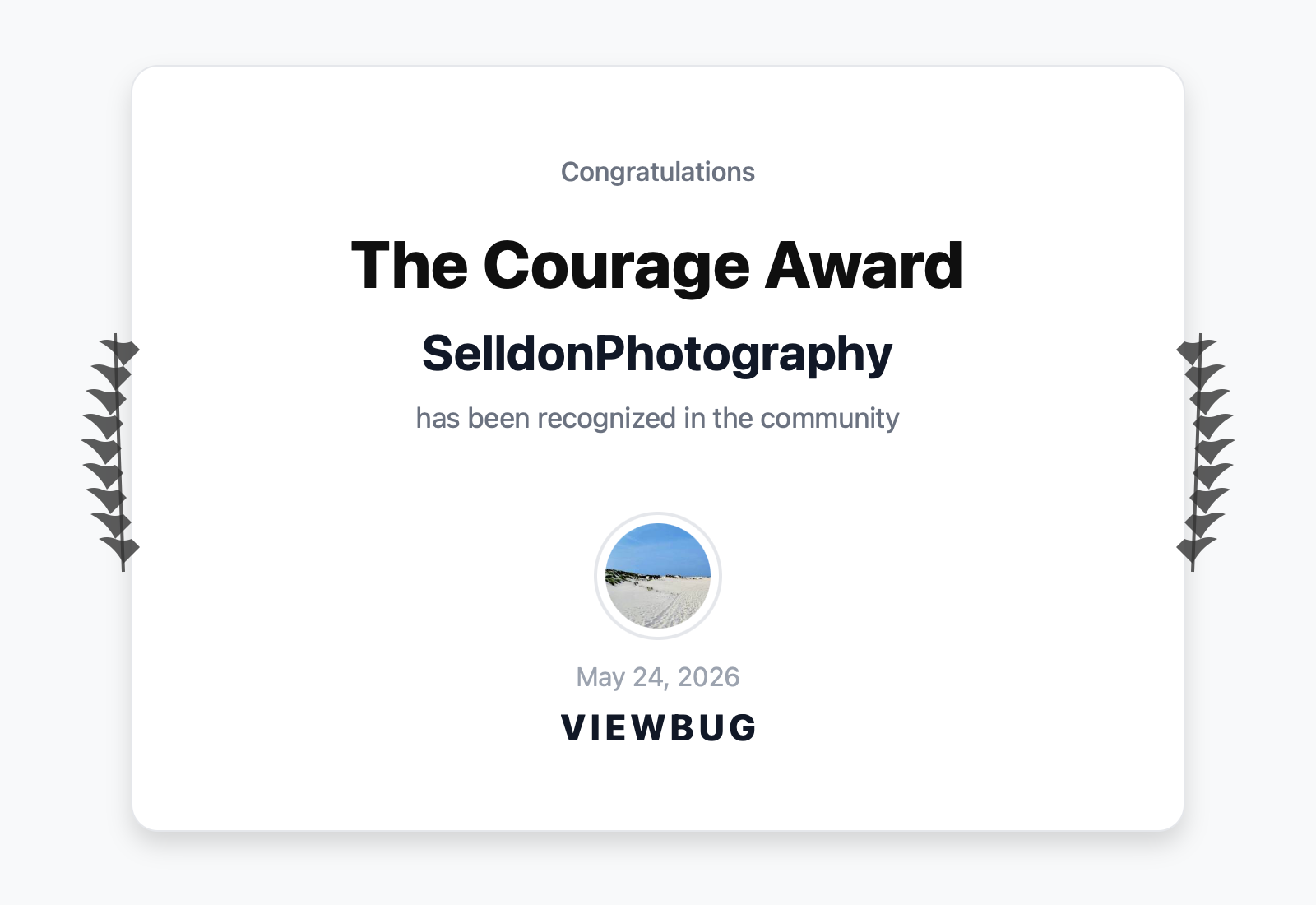 ViewBug “The Courage Award” Badge (2026)
